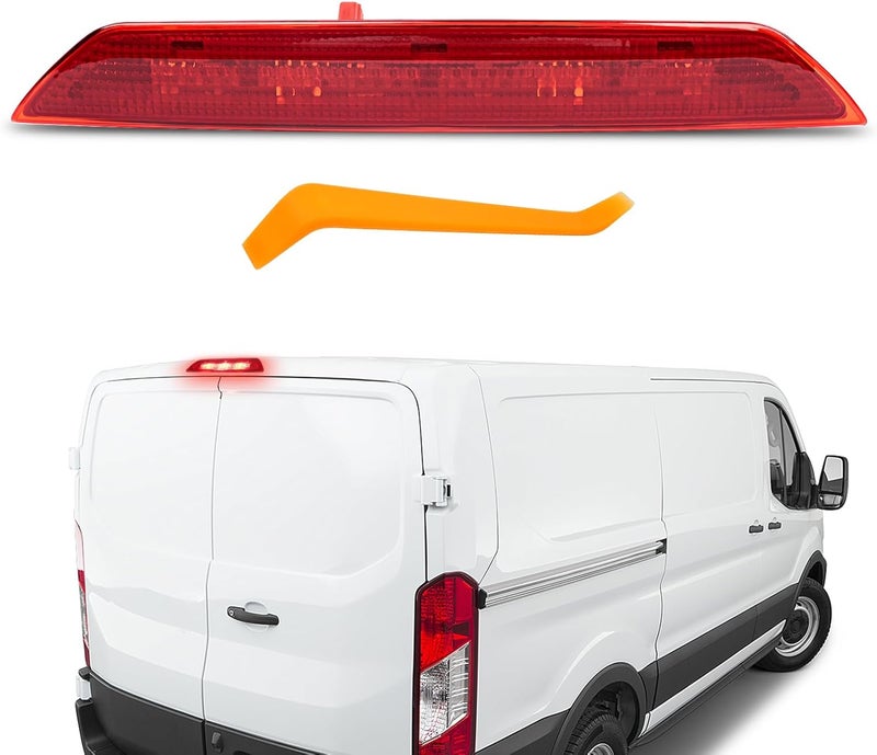 TOP-MAX LED Third Brake Light Compatible with 2015-2023 Ford Transit 150 250 350 350HD, Red Lens Rear Center High Mount 3rd Stop Lamp Replace for BK3Z-13466-C BK3Z-13466-A - Image 1